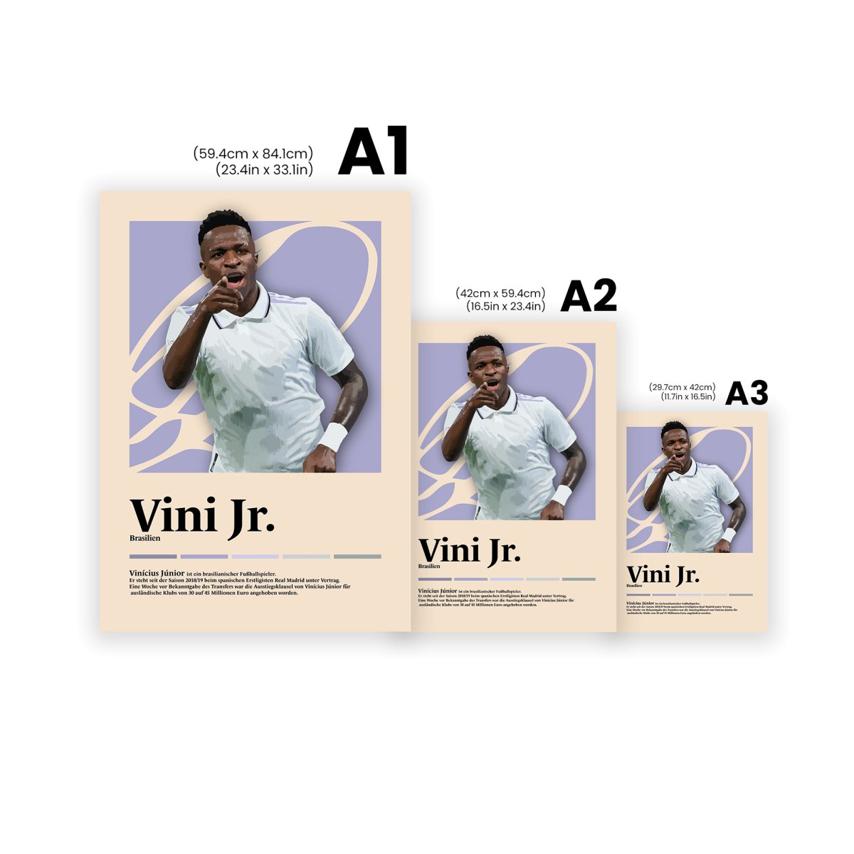 Vinícius Júnior 'Madrid' Fußball-Poster - TurnYouPosterTurnYouPosterA3Matt